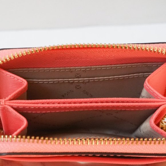 Michael Kors Jet Set Travel Card Case Wallet Grapefruit Pink - Picture 6 of 9